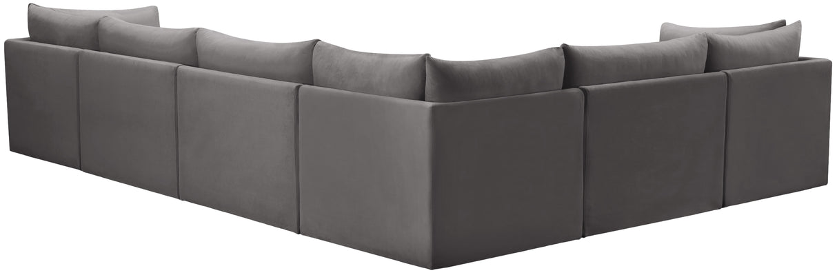 Jacob Grey Velvet Modular Sectional - galleria furniture outlet
