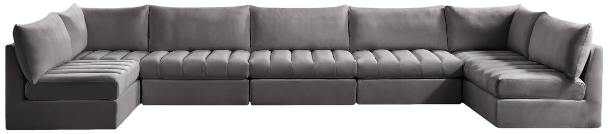 Jacob Grey Velvet Modular Sectional - galleria furniture outlet