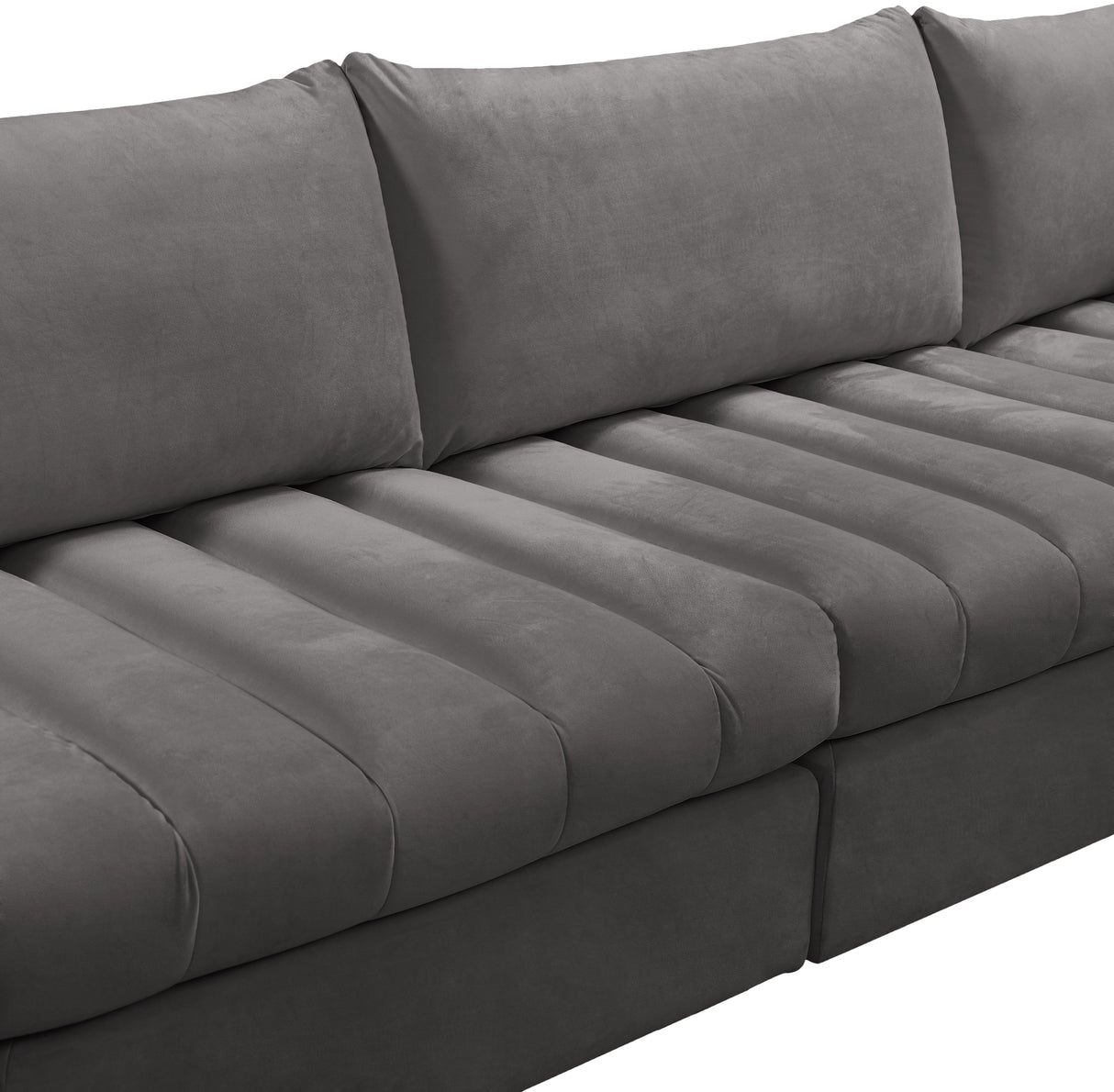 Jacob Grey Velvet Modular Sectional - galleria furniture outlet