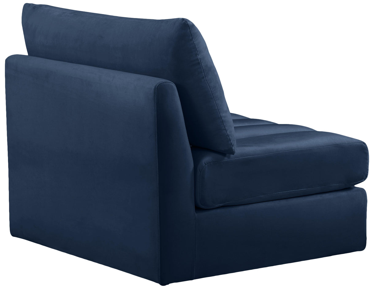Jacob Navy Velvet Armless - galleria furniture outlet