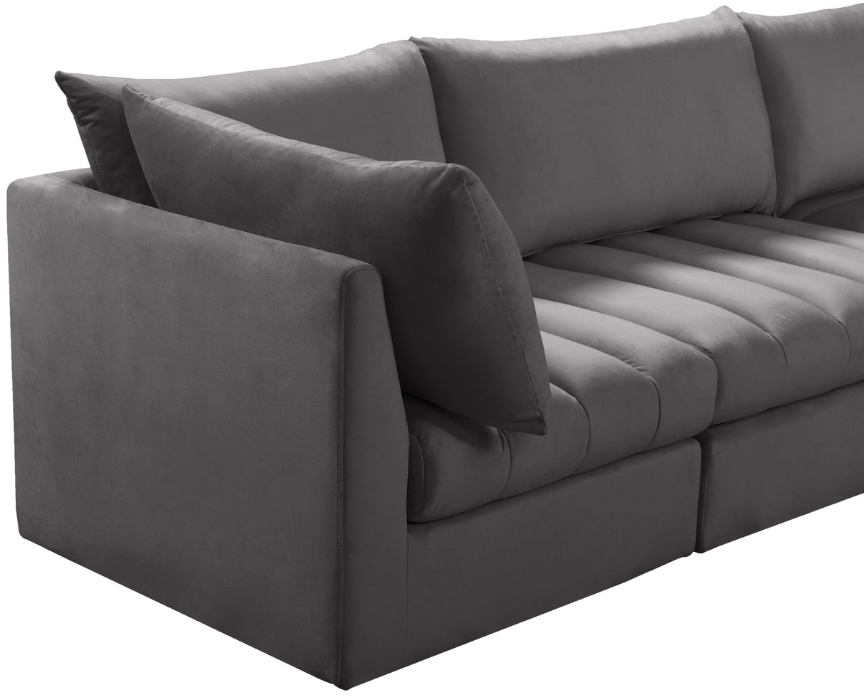Jacob Grey Velvet Modular Sectional - galleria furniture outlet