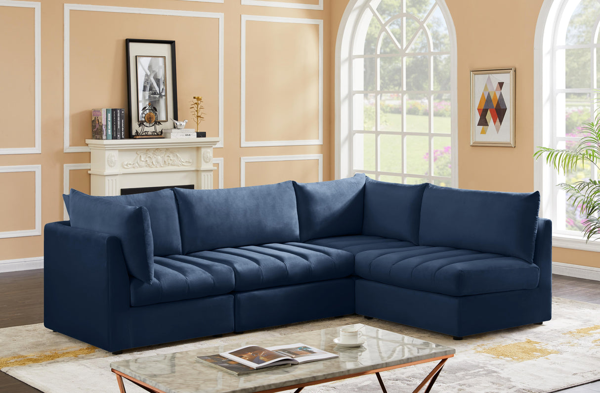Jacob Navy Velvet Modular Sectional - galleria furniture outlet
