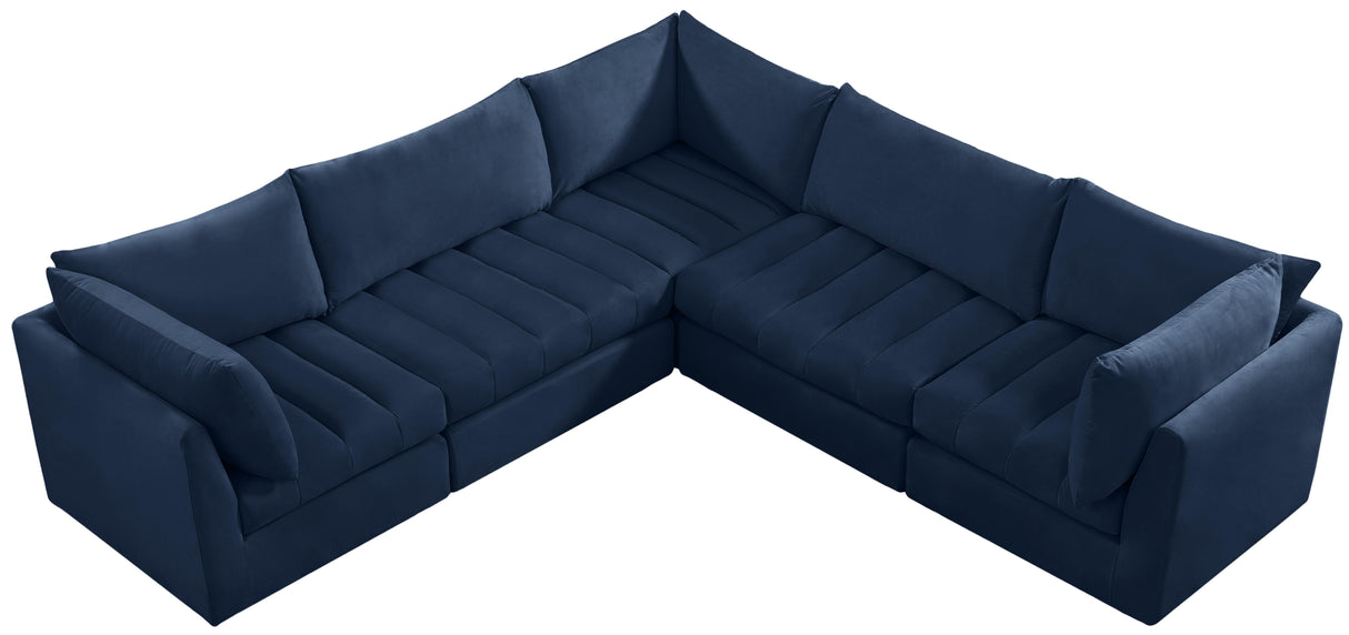 Jacob Navy Velvet Modular Sectional - galleria furniture outlet