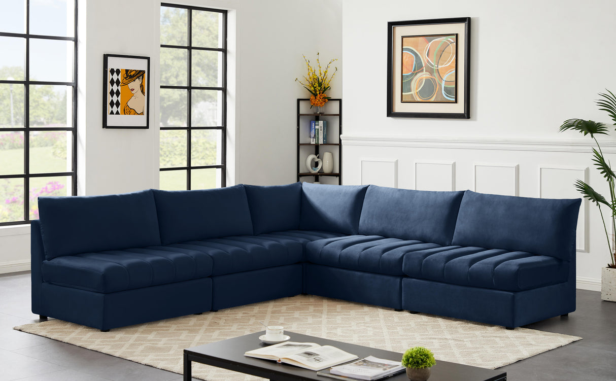 Jacob Navy Velvet Modular Sectional - galleria furniture outlet