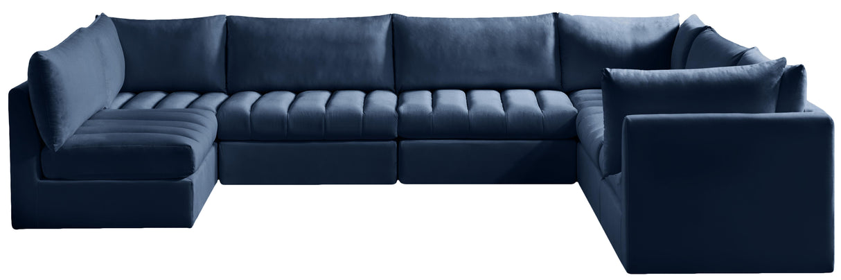Jacob Navy Velvet Modular Sectional - galleria furniture outlet