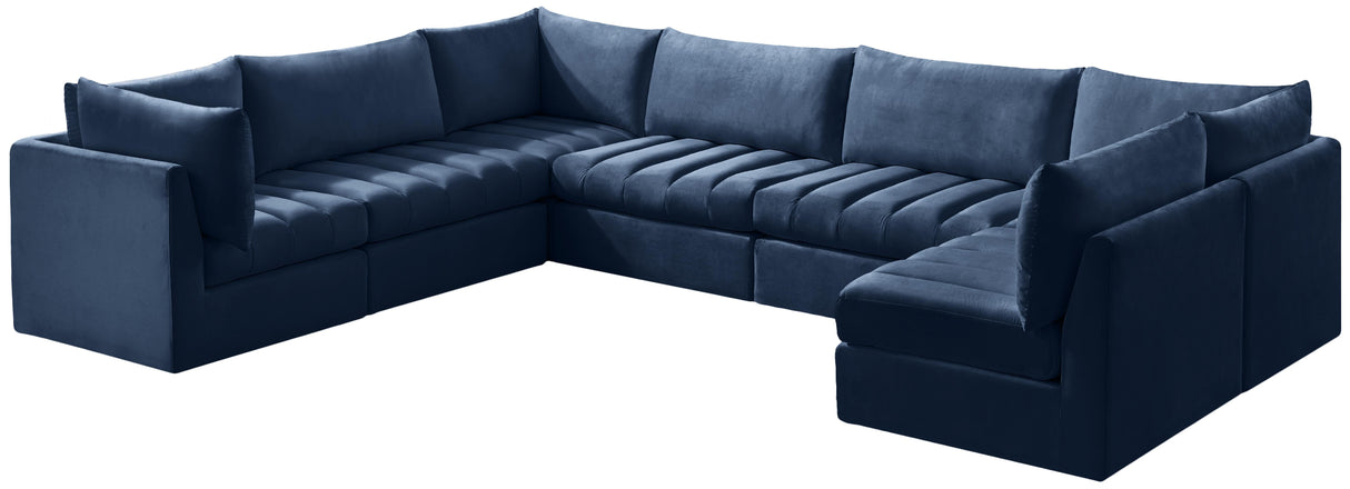 Jacob Navy Velvet Modular Sectional - galleria furniture outlet