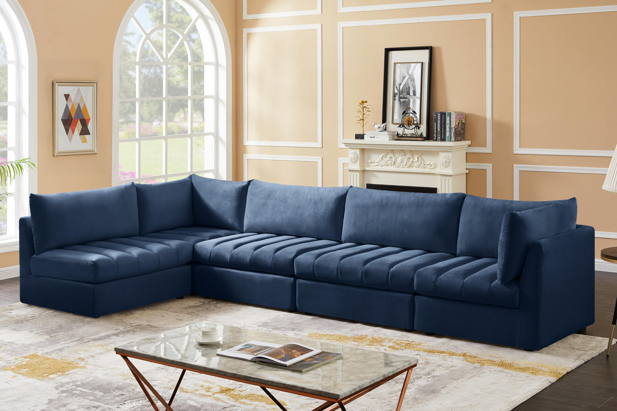 Jacob Navy Velvet Modular Sectional - galleria furniture outlet