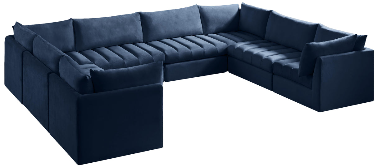 Jacob Navy Velvet Modular Sectional - galleria furniture outlet