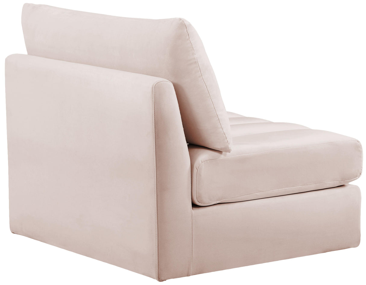 Jacob Pink Velvet Armless - galleria furniture outlet