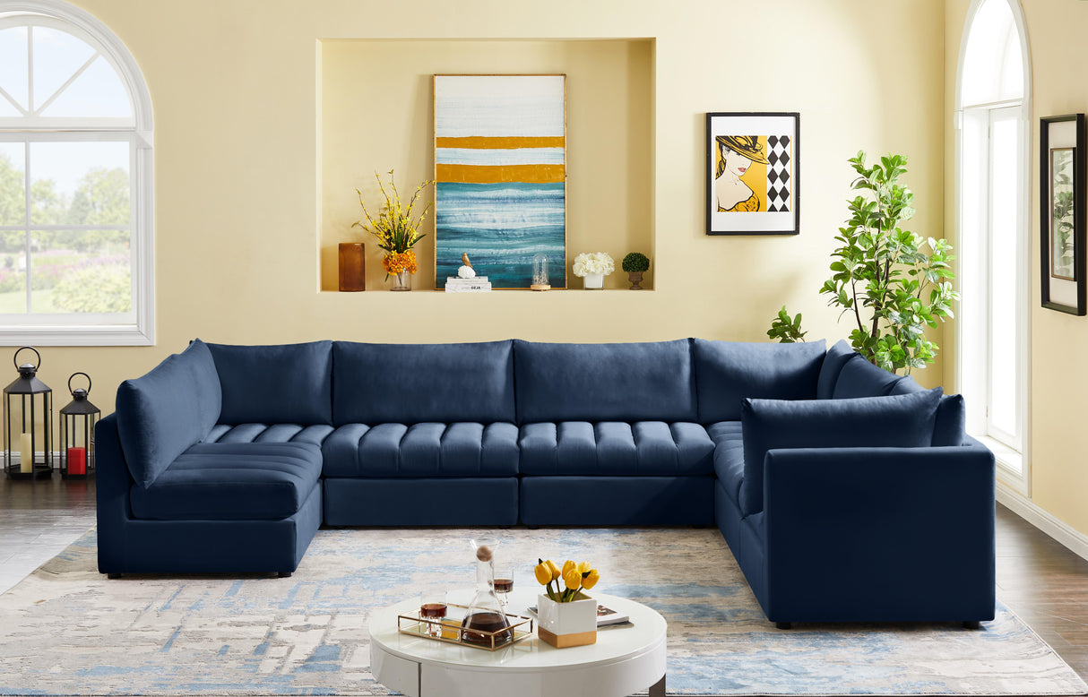 Jacob Navy Velvet Modular Sectional - galleria furniture outlet