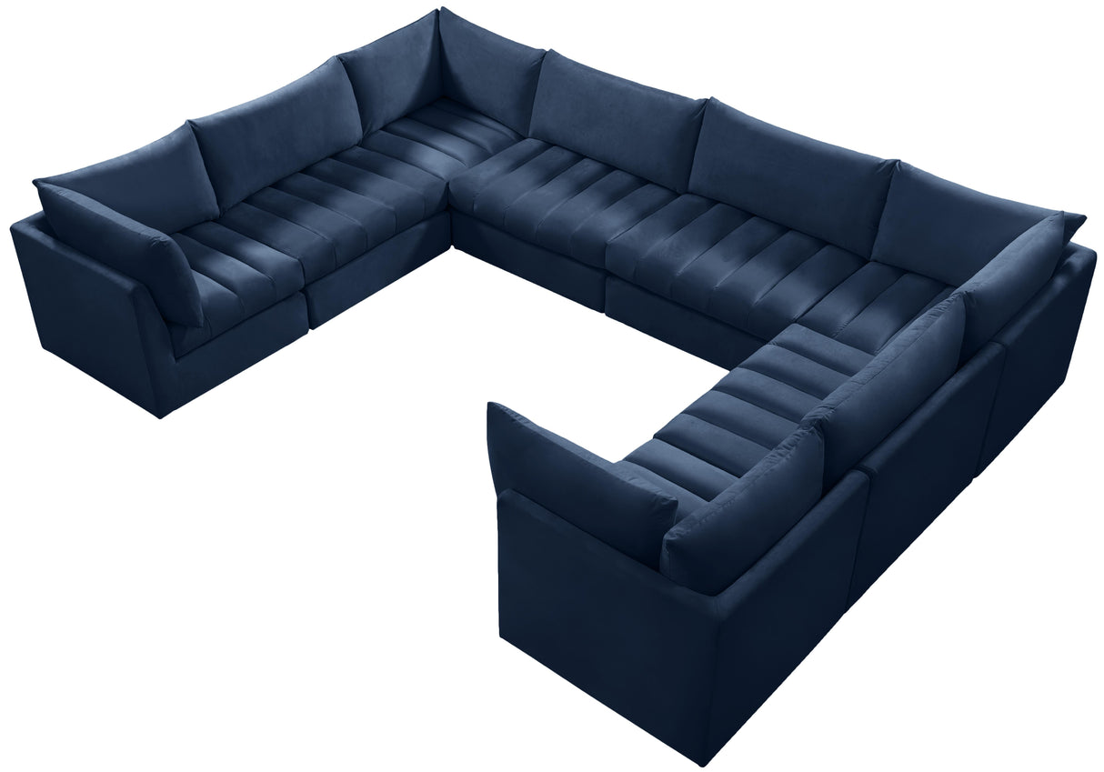 Jacob Navy Velvet Modular Sectional - galleria furniture outlet