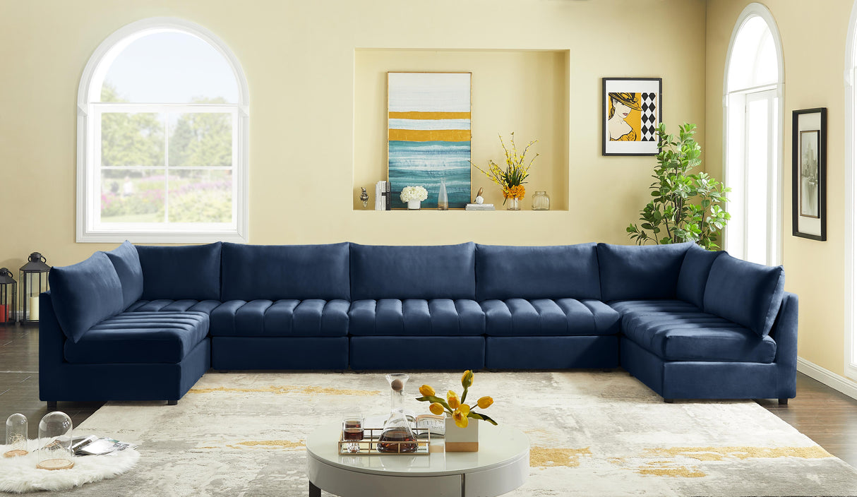 Jacob Navy Velvet Modular Sectional - galleria furniture outlet