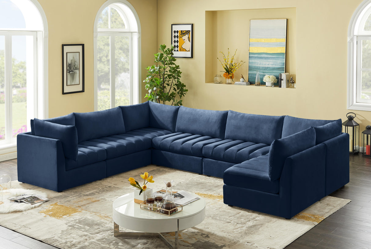 Jacob Navy Velvet Modular Sectional - galleria furniture outlet