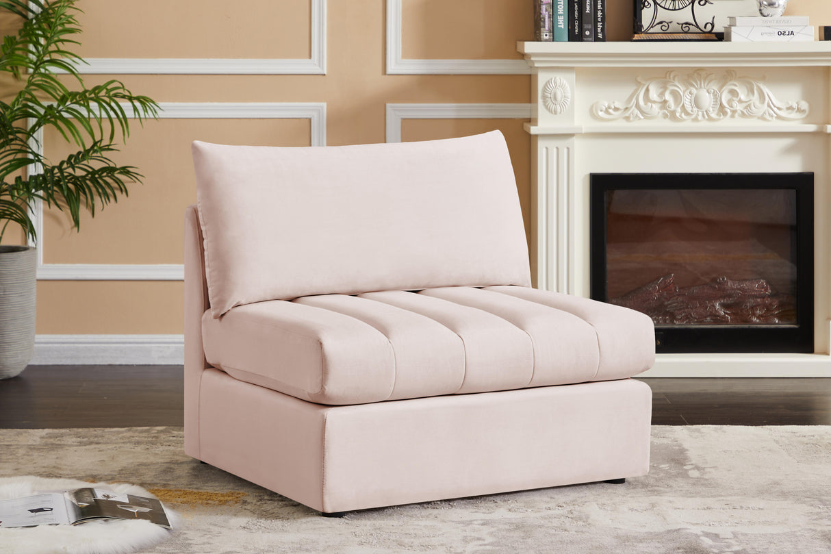 Jacob Pink Velvet Armless - galleria furniture outlet