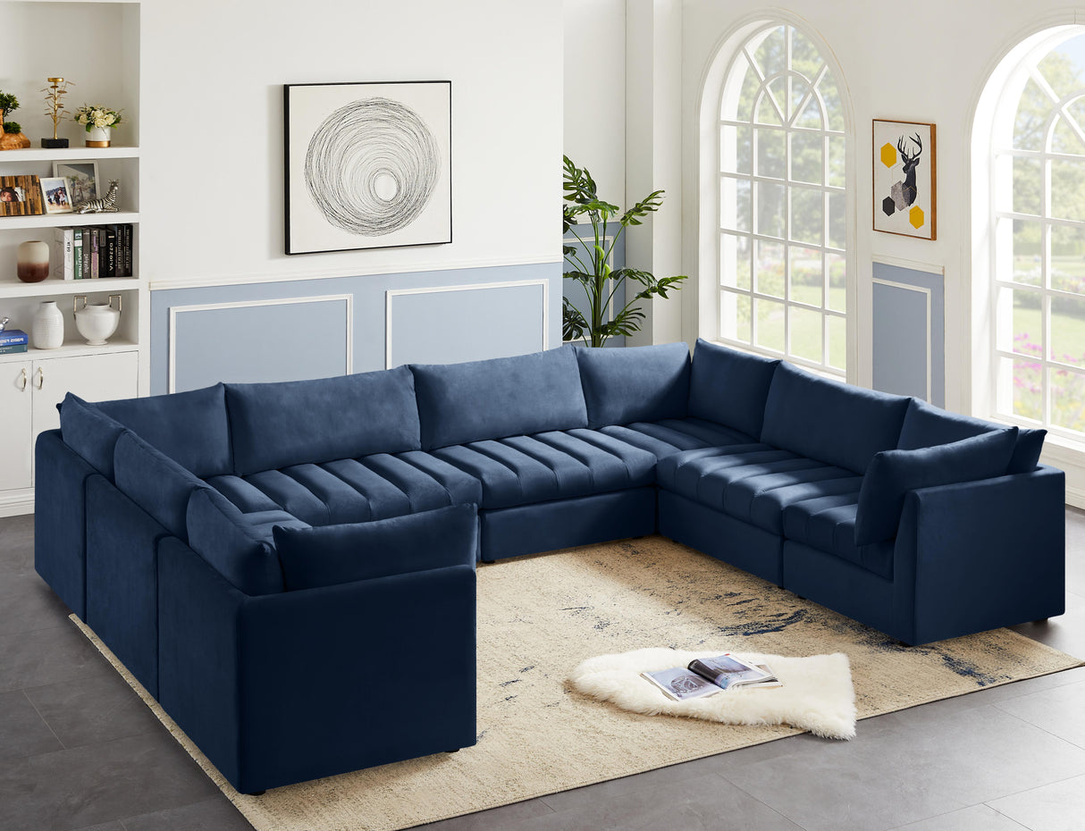 Jacob Navy Velvet Modular Sectional - galleria furniture outlet