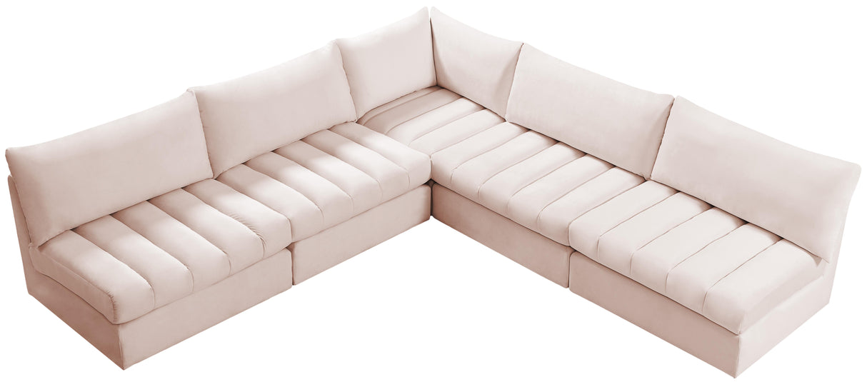 Jacob Pink Velvet Modular Sectional - galleria furniture outlet
