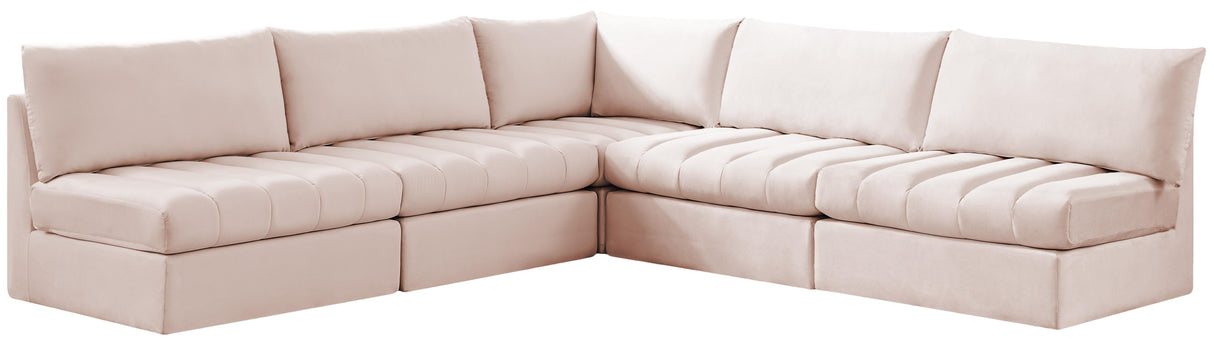 Jacob Pink Velvet Modular Sectional - galleria furniture outlet