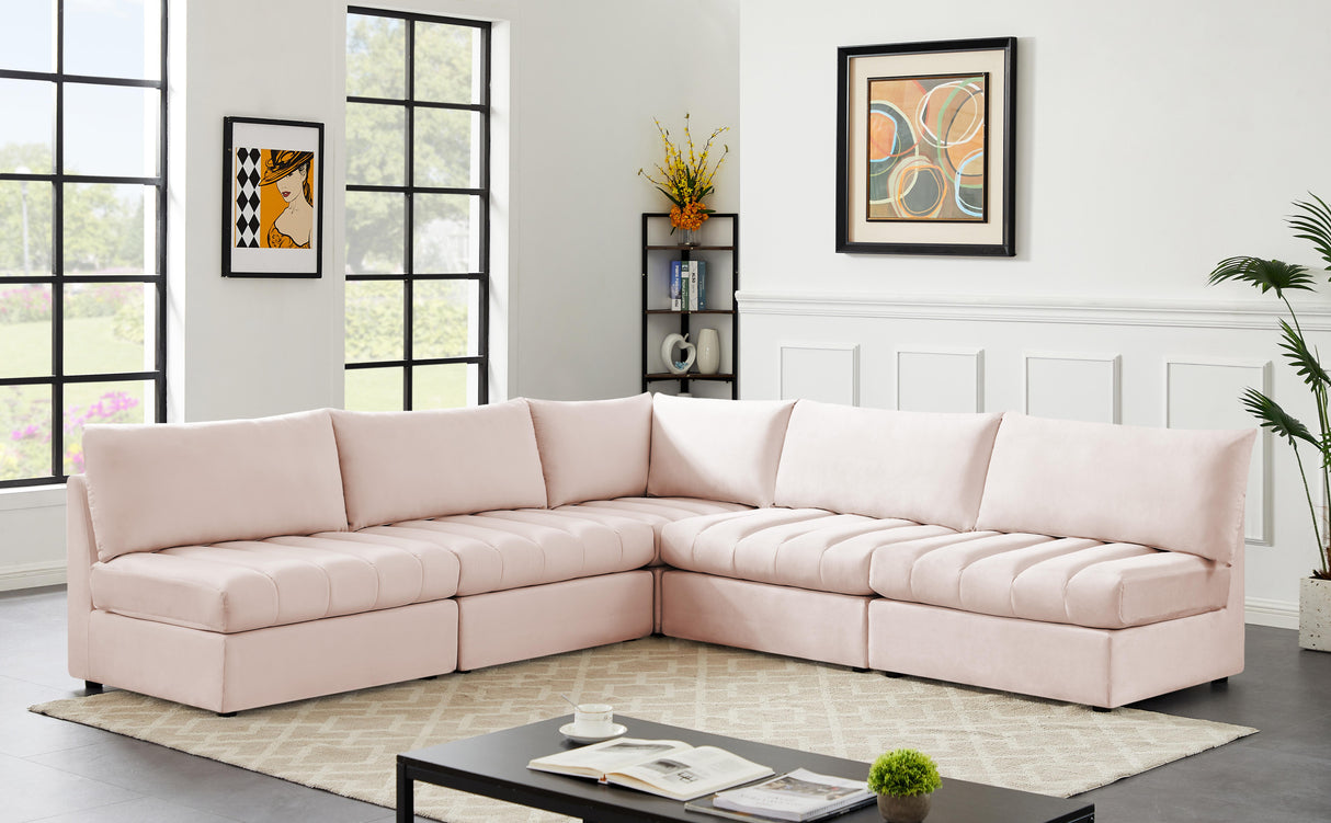 Jacob Pink Velvet Modular Sectional - galleria furniture outlet