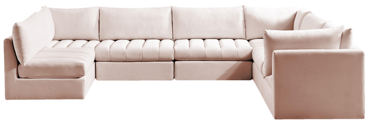 Jacob Pink Velvet Modular Sectional - galleria furniture outlet