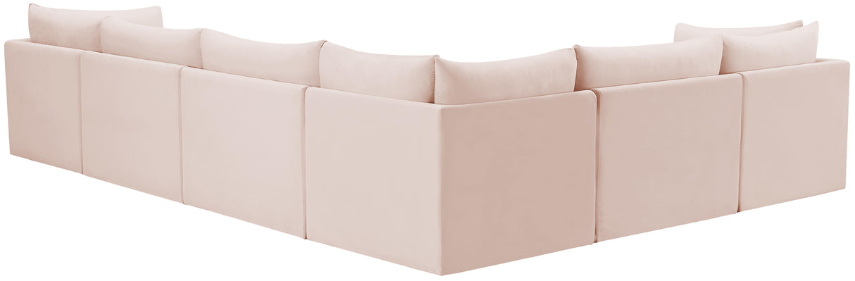 Jacob Pink Velvet Modular Sectional - galleria furniture outlet