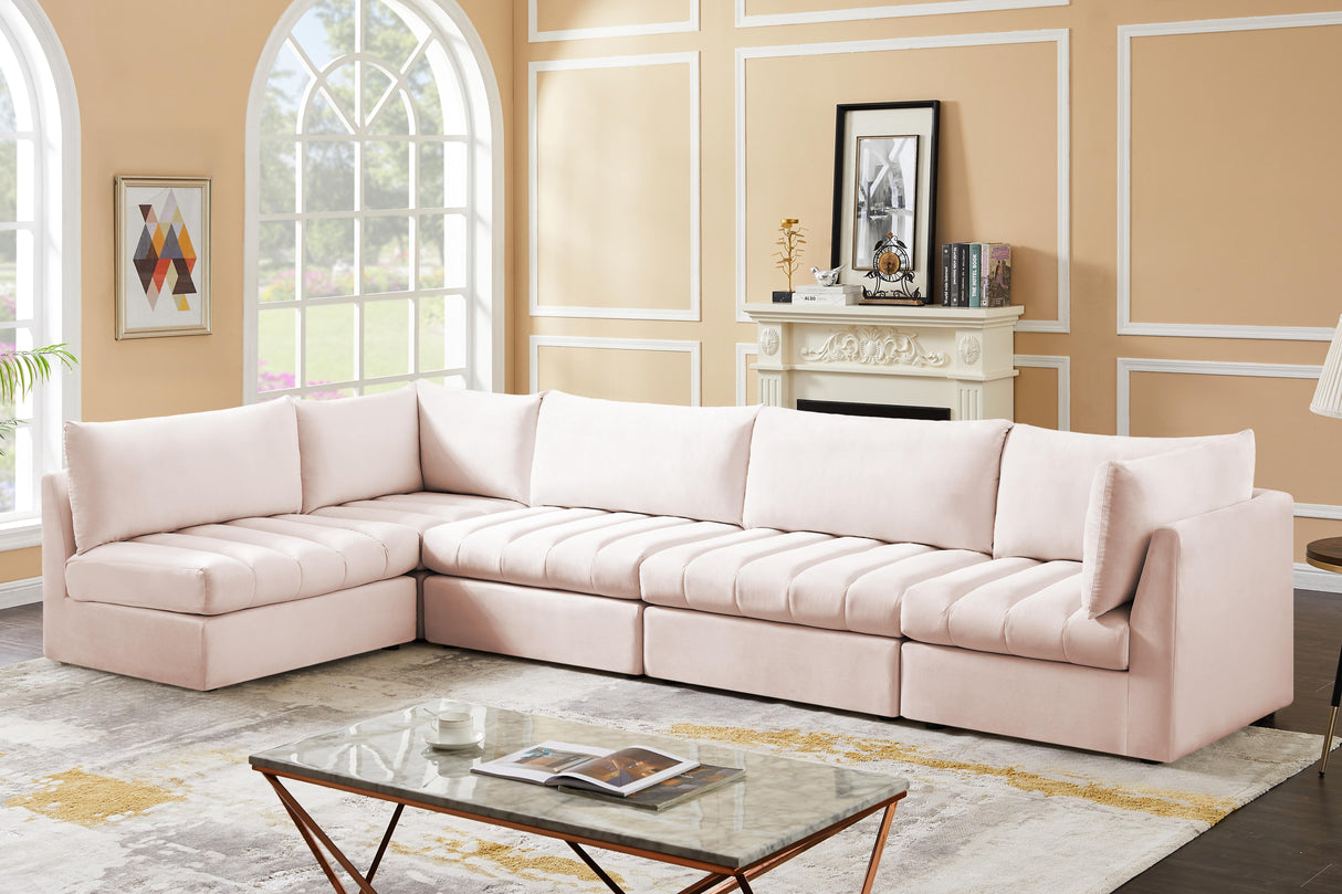 Jacob Pink Velvet Modular Sectional - galleria furniture outlet