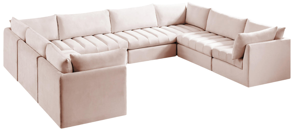 Jacob Pink Velvet Modular Sectional - galleria furniture outlet