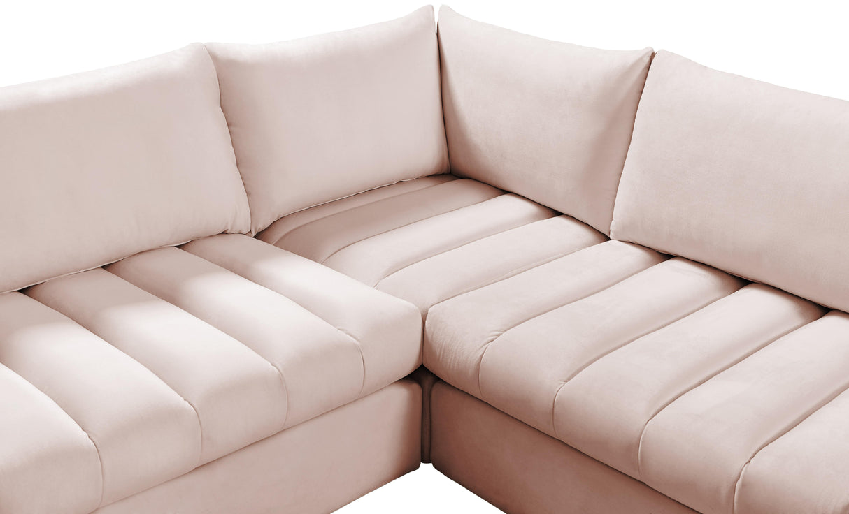Jacob Pink Velvet Modular Sectional - galleria furniture outlet