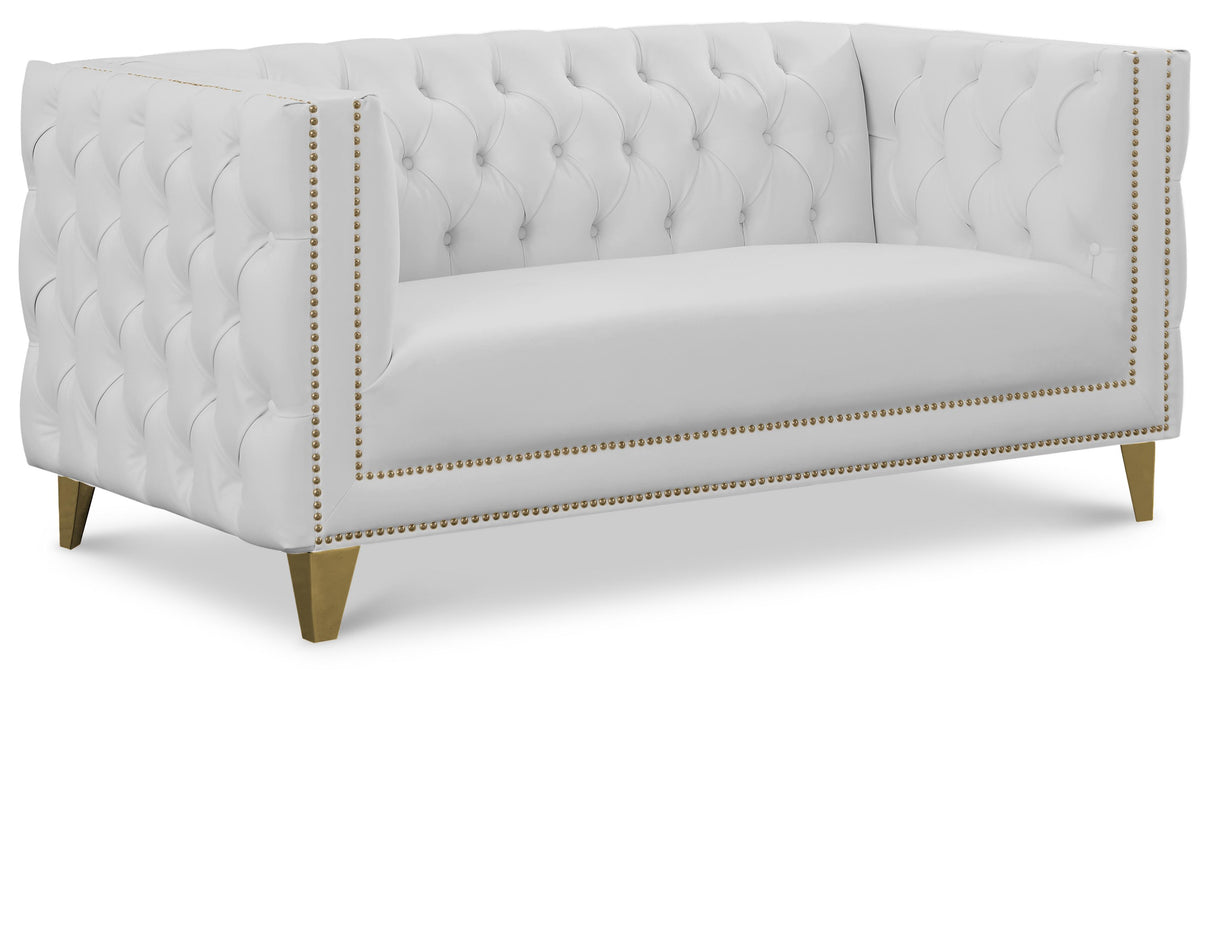 Michelle White Faux Leather Loveseat - galleria furniture outlet
