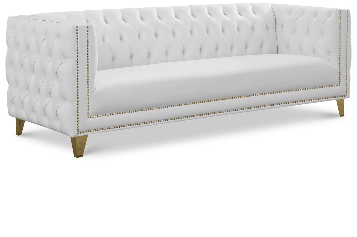 Michelle White Faux Leather Sofa - galleria furniture outlet