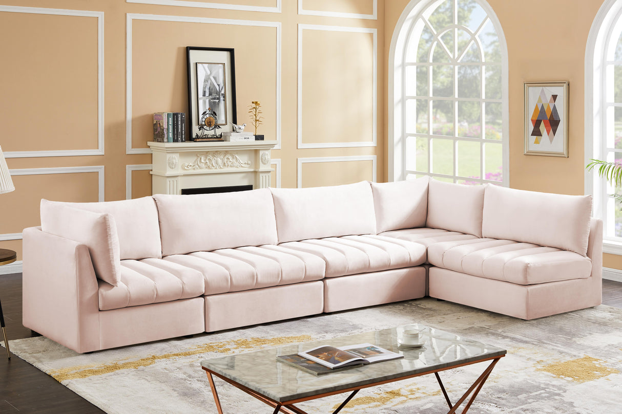 Jacob Pink Velvet Modular Sectional - galleria furniture outlet