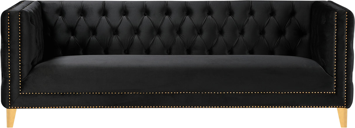 Michelle Black Velvet Sofa - galleria furniture outlet