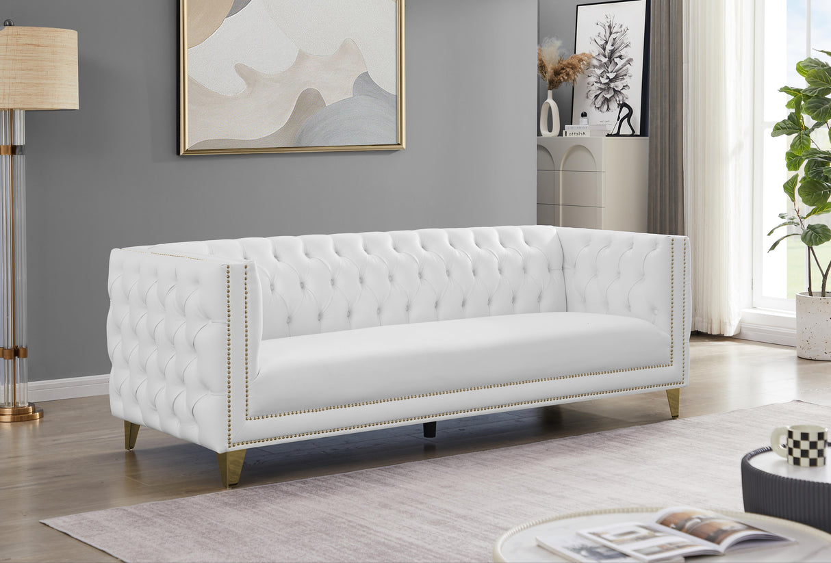 Michelle White Faux Leather Sofa - galleria furniture outlet