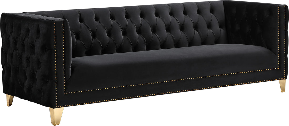 Michelle Black Velvet Sofa - galleria furniture outlet