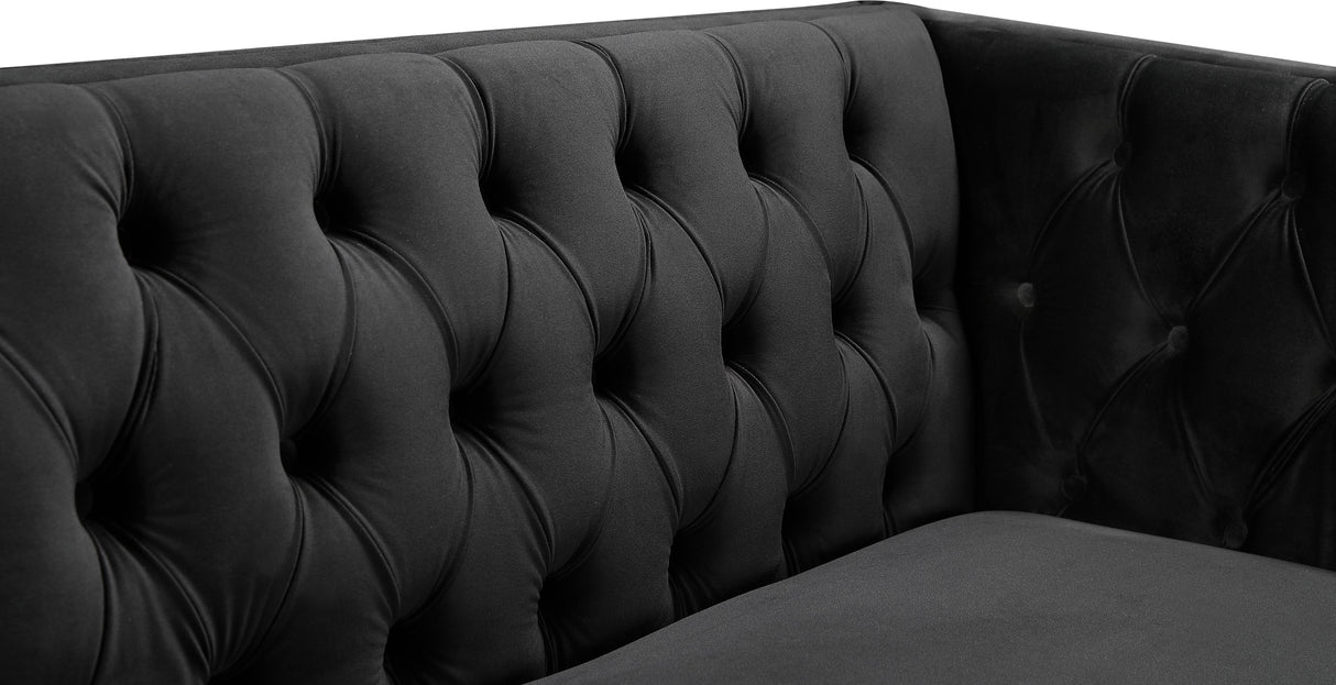 Michelle Black Velvet Loveseat - galleria furniture outlet