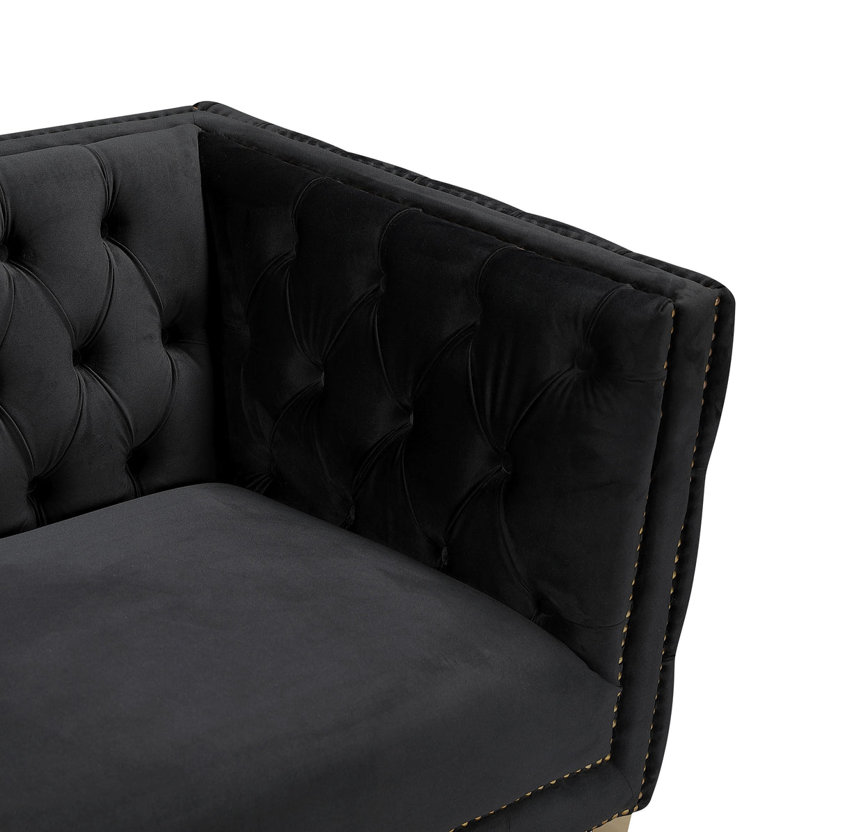 Michelle Black Velvet Sofa - galleria furniture outlet