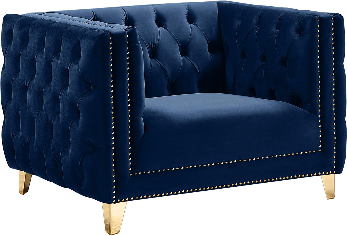 Michelle Navy Velvet Chair - galleria furniture outlet