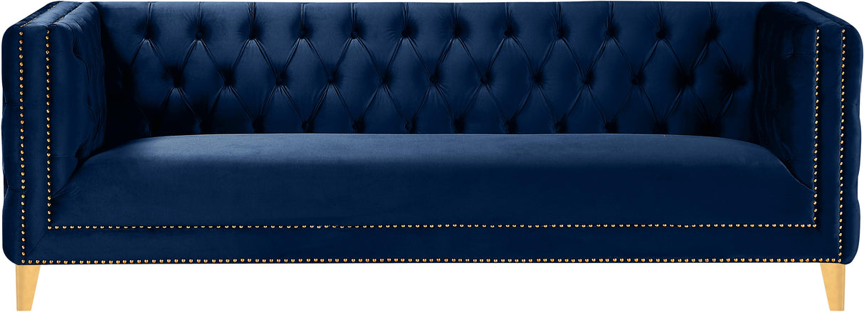Michelle Navy Velvet Sofa - galleria furniture outlet