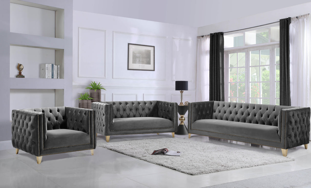 Michelle Grey Velvet Loveseat - galleria furniture outlet