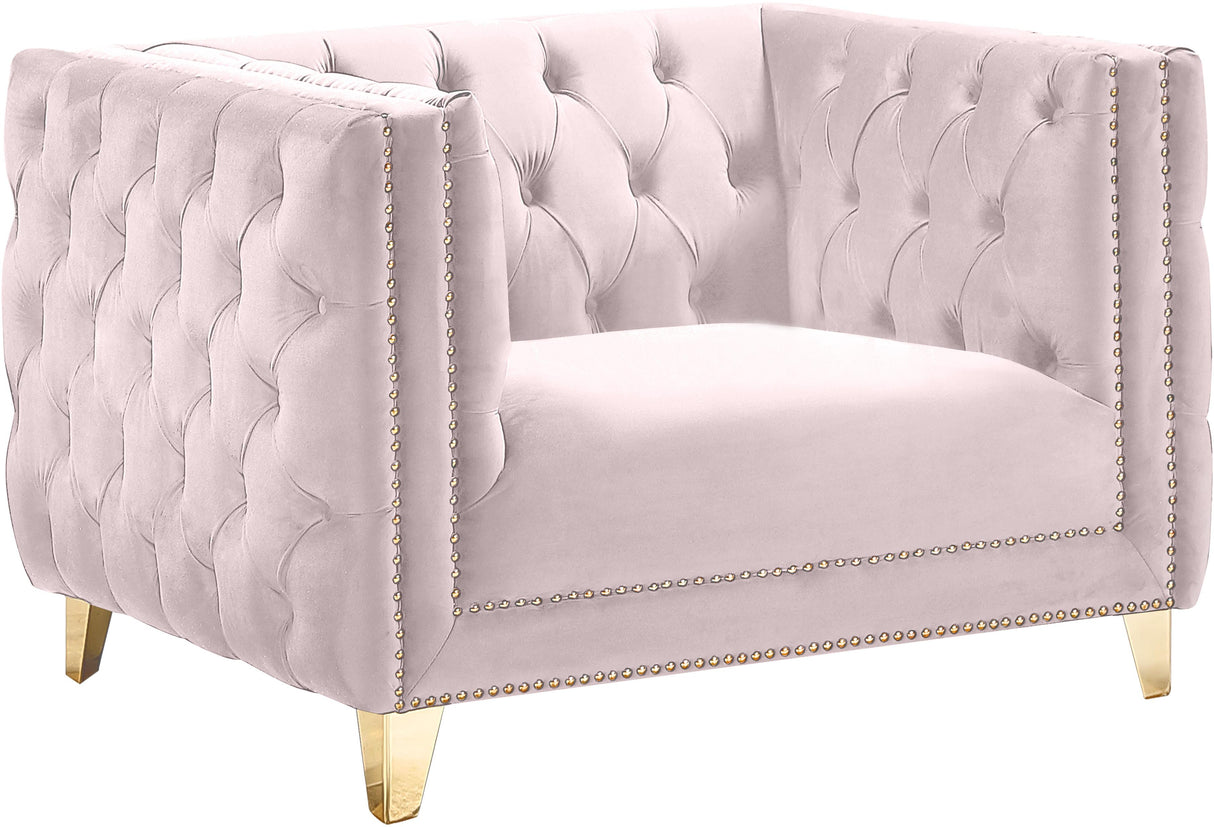 Michelle Pink Velvet Chair - galleria furniture outlet