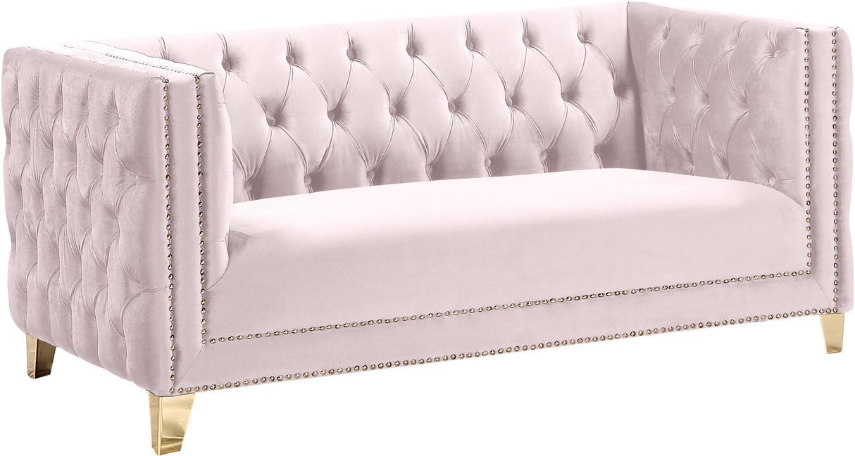 Michelle Pink Velvet Loveseat - galleria furniture outlet