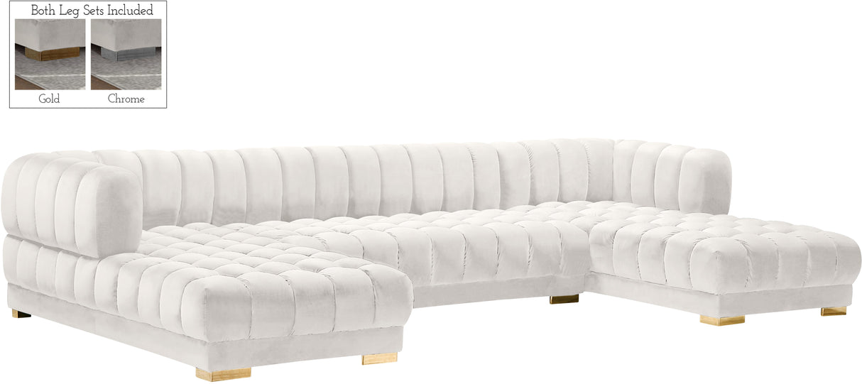 Gwen Cream Velvet 3pc. Sectional (3 Boxes) - galleria furniture outlet