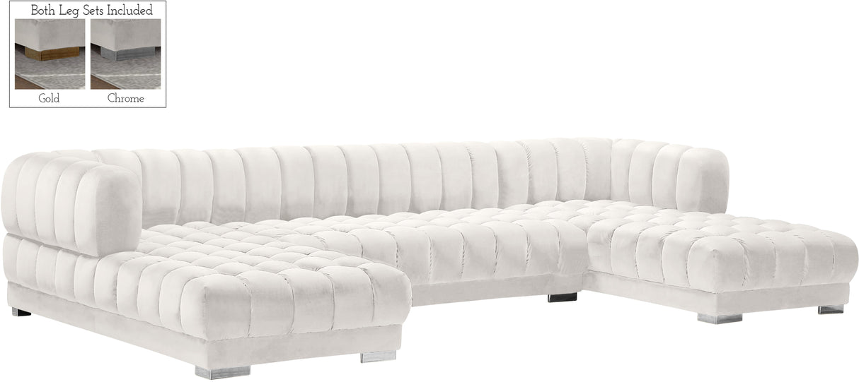 Gwen Cream Velvet 3pc. Sectional (3 Boxes) - galleria furniture outlet