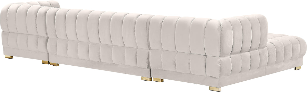 Gwen Cream Velvet 3pc. Sectional (3 Boxes) - galleria furniture outlet
