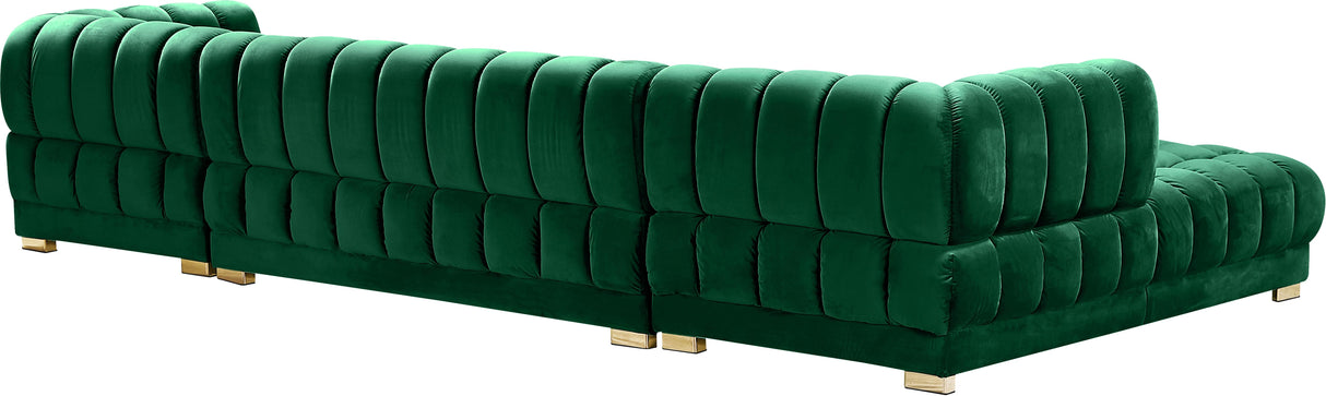 Gwen Green Velvet 3pc. Sectional (3 Boxes) - galleria furniture outlet