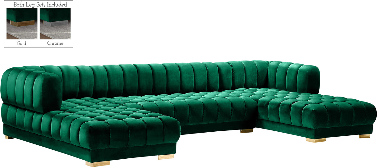 Gwen Green Velvet 3pc. Sectional (3 Boxes) - galleria furniture outlet