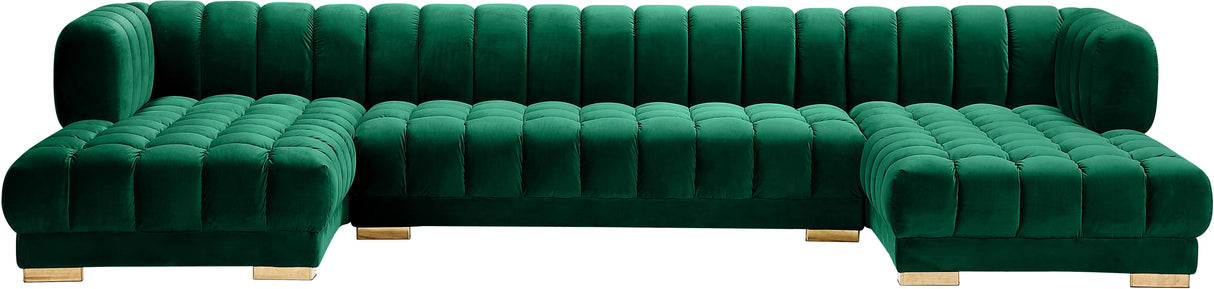 Gwen Green Velvet 3pc. Sectional (3 Boxes) - galleria furniture outlet
