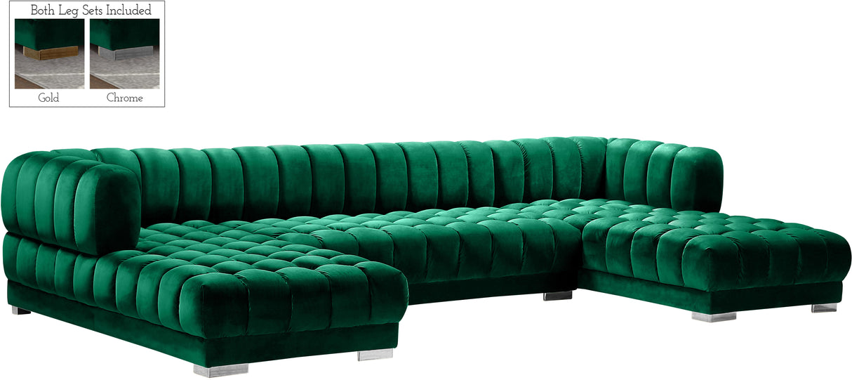 Gwen Green Velvet 3pc. Sectional (3 Boxes) - galleria furniture outlet