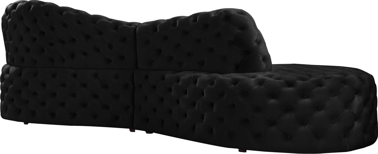 Royal Black Velvet 2pc. Sectional - galleria furniture outlet