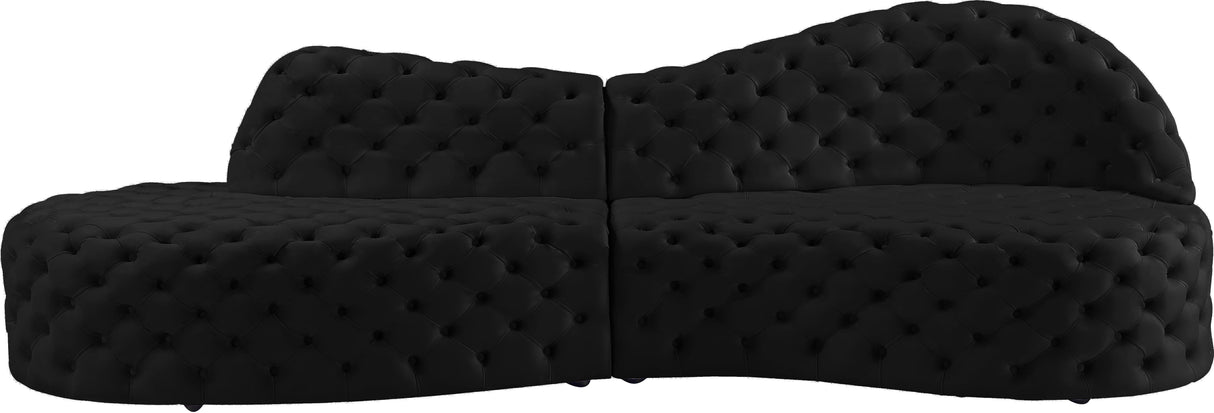 Royal Black Velvet 2pc. Sectional - galleria furniture outlet