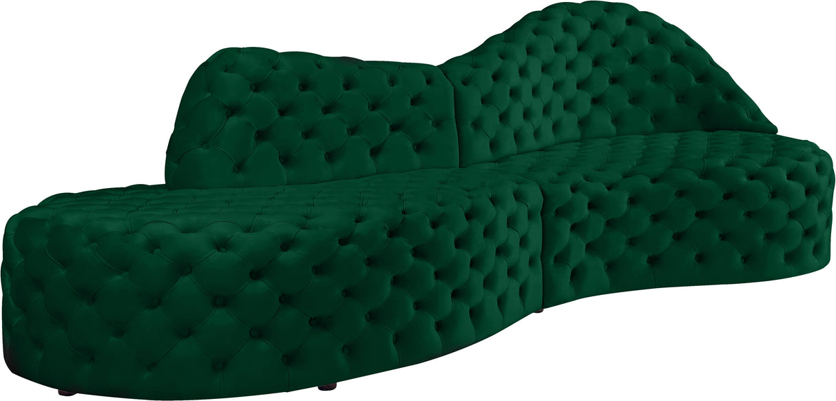 Royal Green Velvet 2pc. Sectional